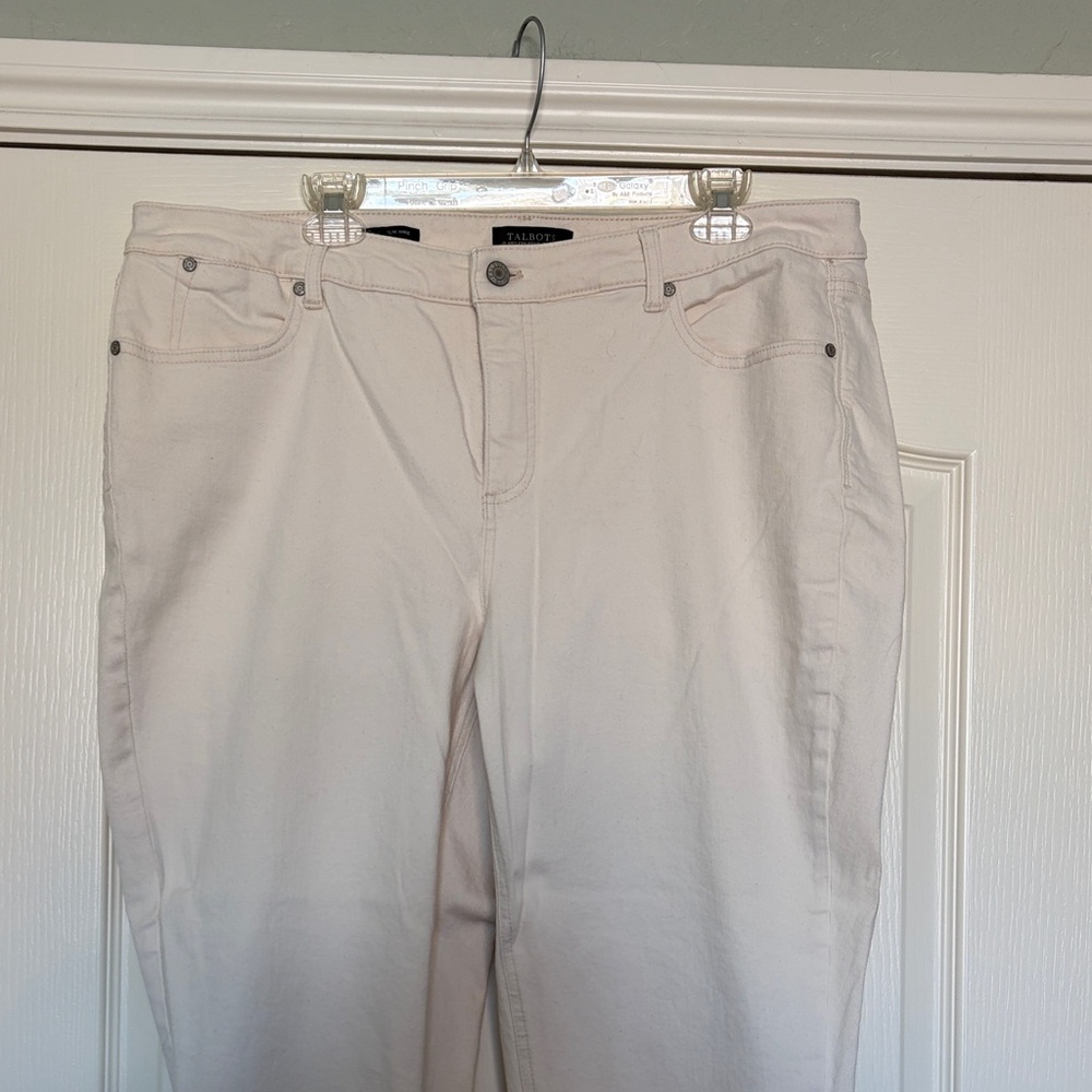 Talbots Light cream flawless five pocket Straight Leg Jeans Sz 18w slim ankle